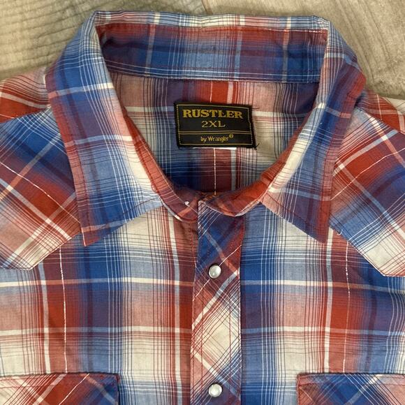 Vintage Rustler by Wrangler Pearl Snap Long Sleeve Shirt Mens 2XL - Picture 4 of 5